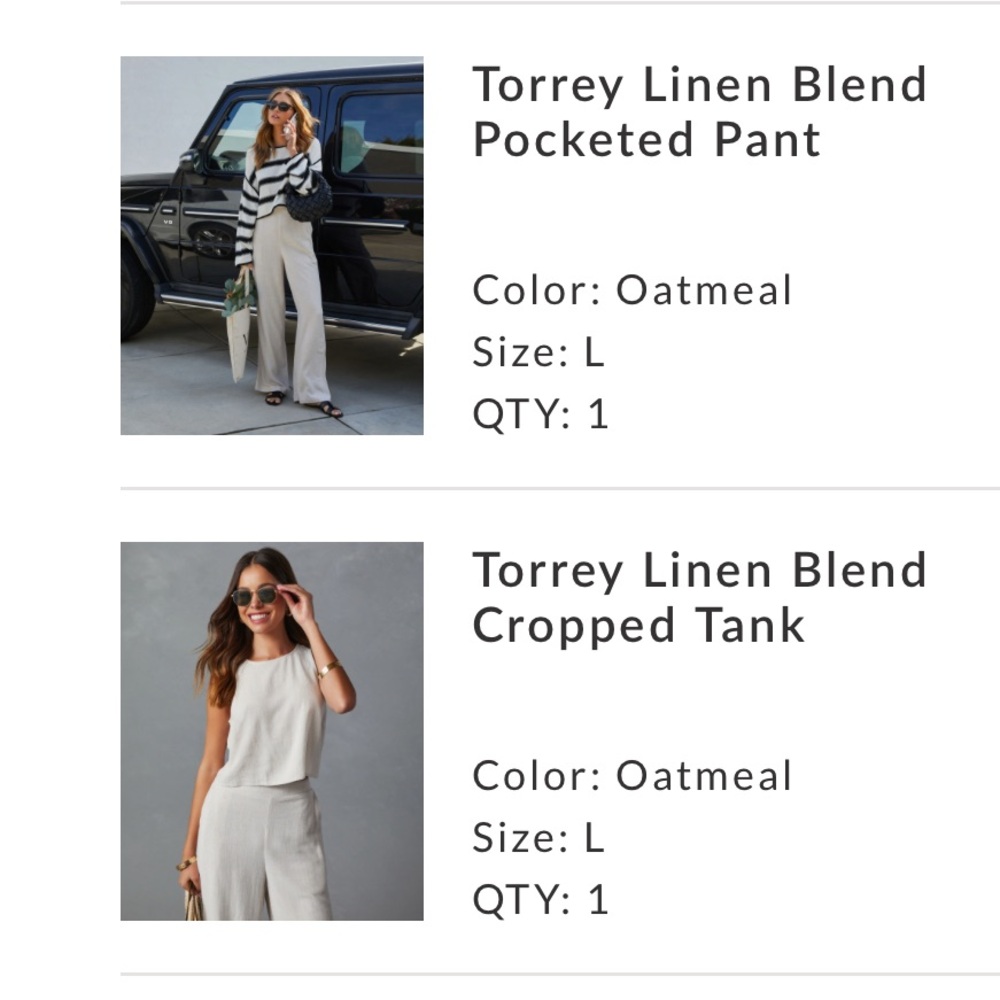 Linen set worn once!
